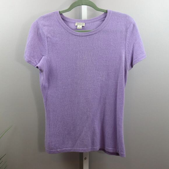 Investments 100% Cashmere Short Sleeve Sweater Lavender Size L - Picture 1 of 4